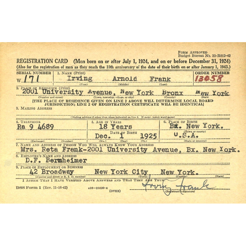 Grouping, Pfc. Irving Frank, Medic, 78th & 46th Med. Bns., 8th & 4th Armored Divisions, ETO