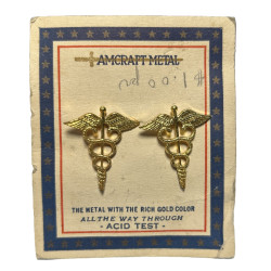 Insignias, Collar, Officer's, Medical Department, on Card, Mint, AMCRAFT