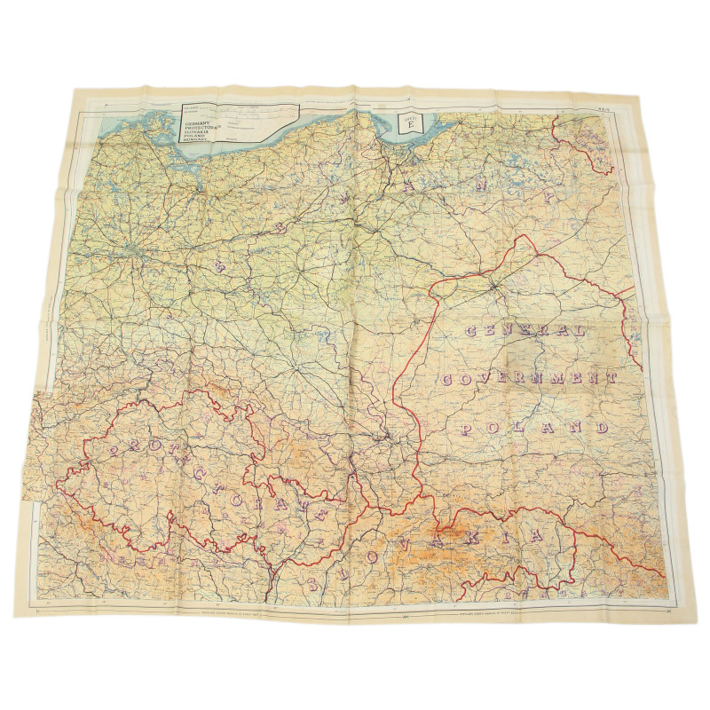 Map, Silk, Escape, E/F, 1943, RAF & USAAF