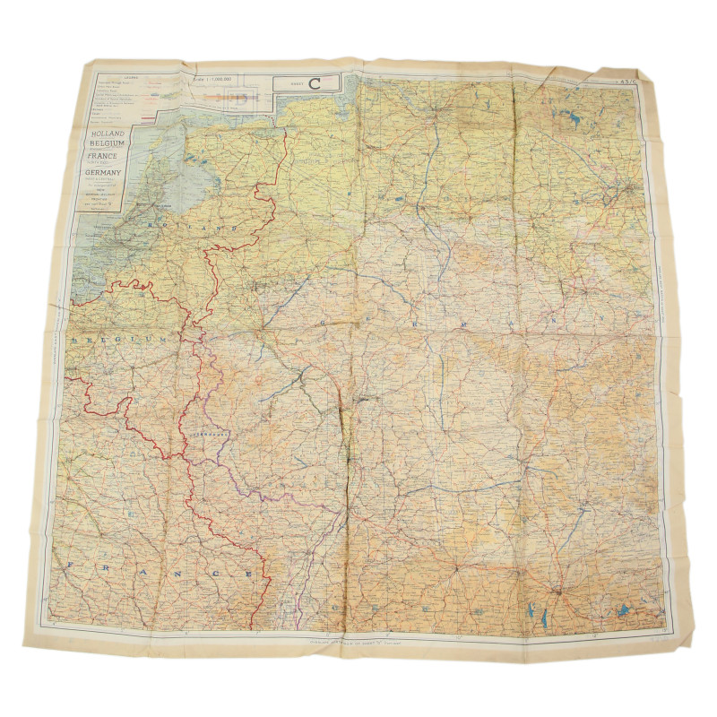 Map, Silk, Escape, C/D, 1943, RAF & USAAF