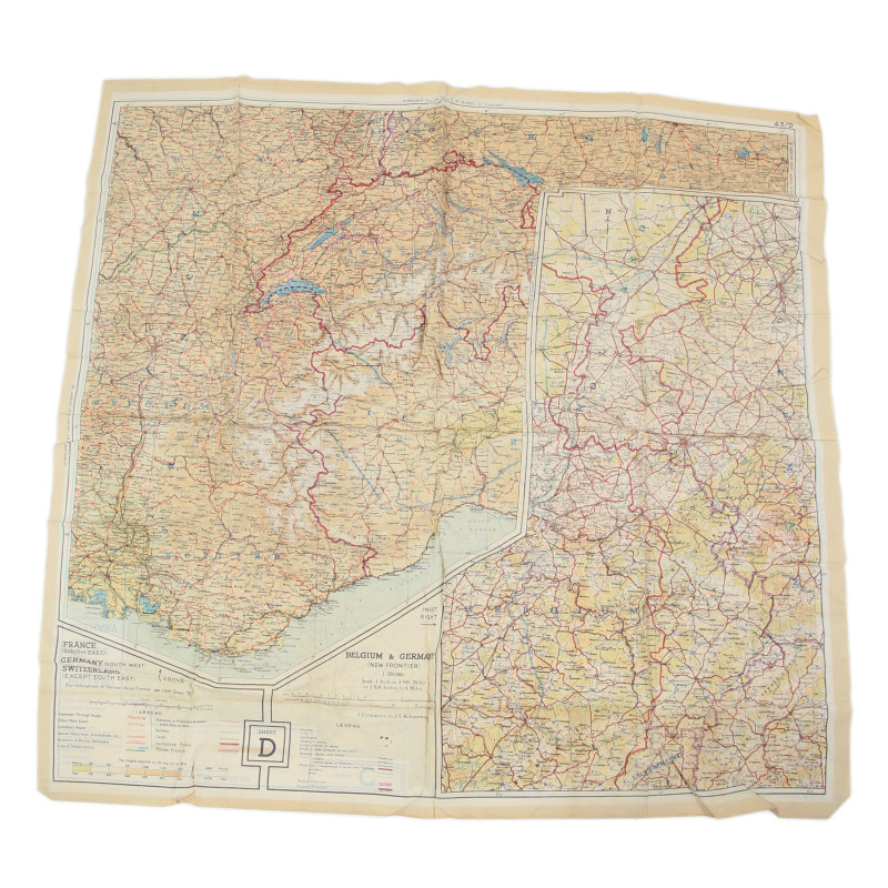 Map, Silk, Escape, C/D, 1943, RAF & USAAF