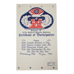 Certificate of Participation, Co. C, 307th Airborne Eng. Bn., 82nd Airborne Division