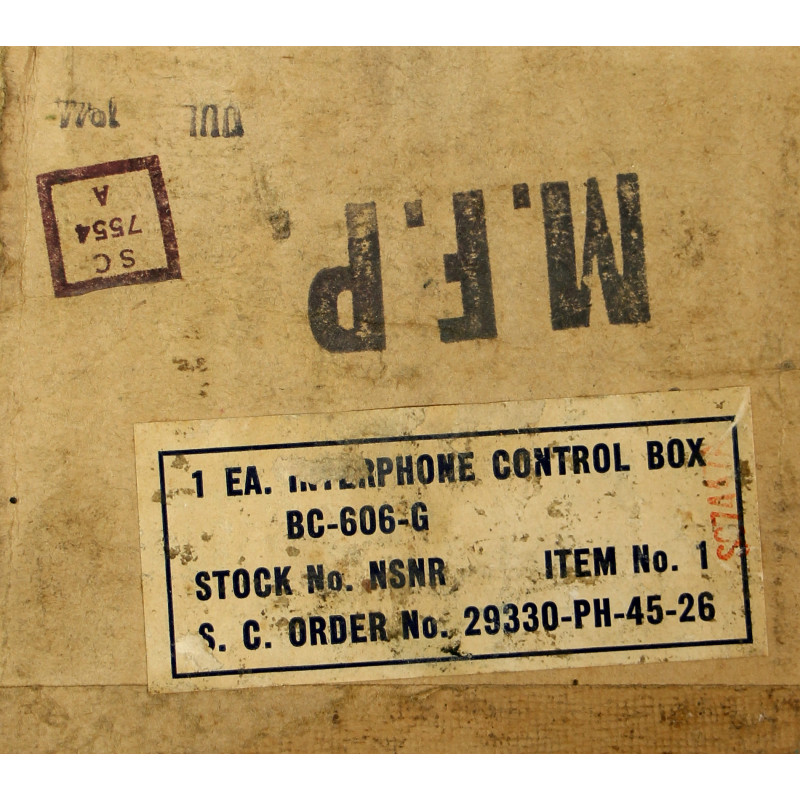 Boîtier de contrôle radio, BC-606-G, Signal Corps US Army, 1944, troupes blindées