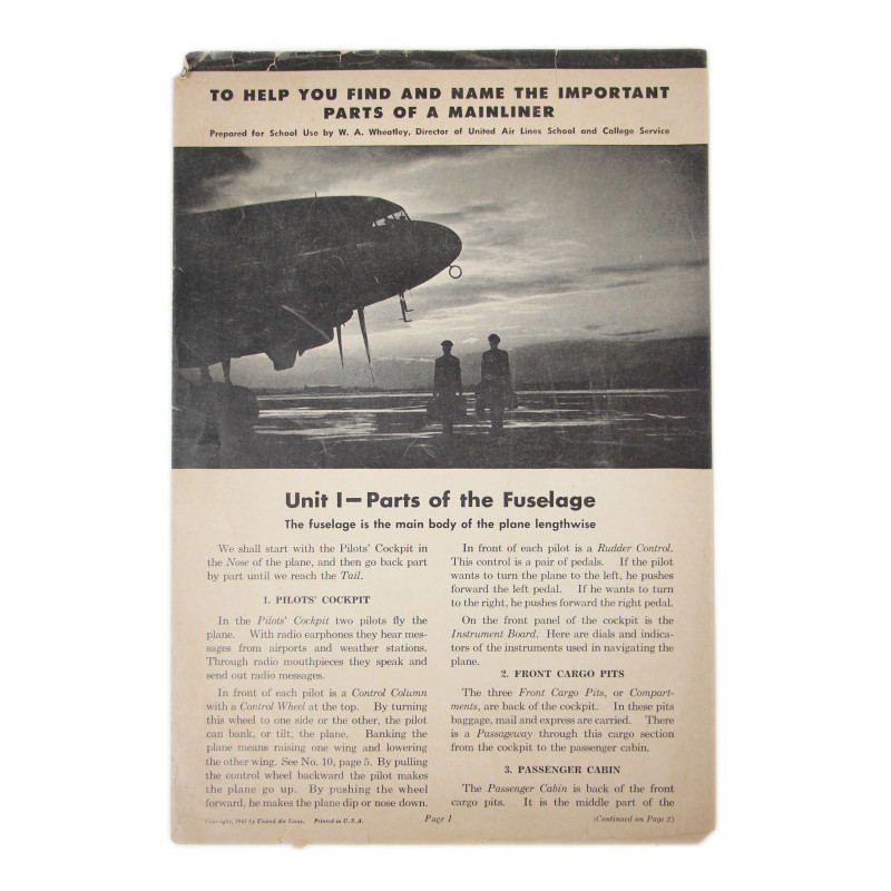 Brochure, DC-3, United Air Lines, 1943