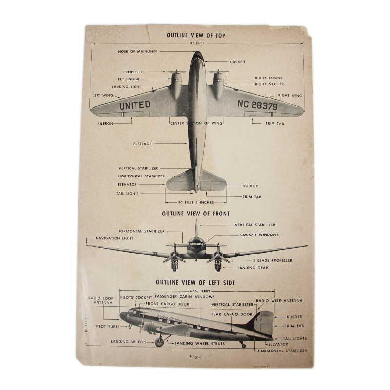Brochure, DC-3, United Air Lines, 1943