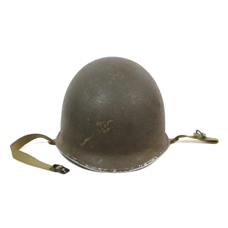 Helmet, M1, Fixed Loops, Pvt. Ramiro Orona, Co. E, 120th Inf. Regt., 30th Infantry Division, WIA, ETO, 1944