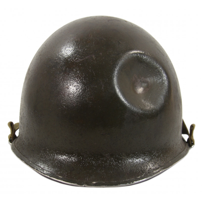 Casque M1, pattes mobiles, liner Firestone, impacté, Pvt. Raymond Rediske