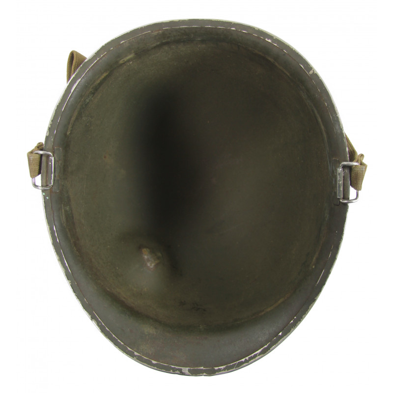 Casque M1, pattes mobiles, liner Firestone, impacté, Pvt. Raymond Rediske