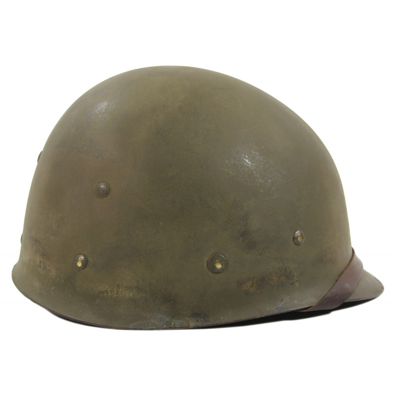Casque M1, pattes mobiles, liner Firestone, impacté, Pvt. Raymond Rediske