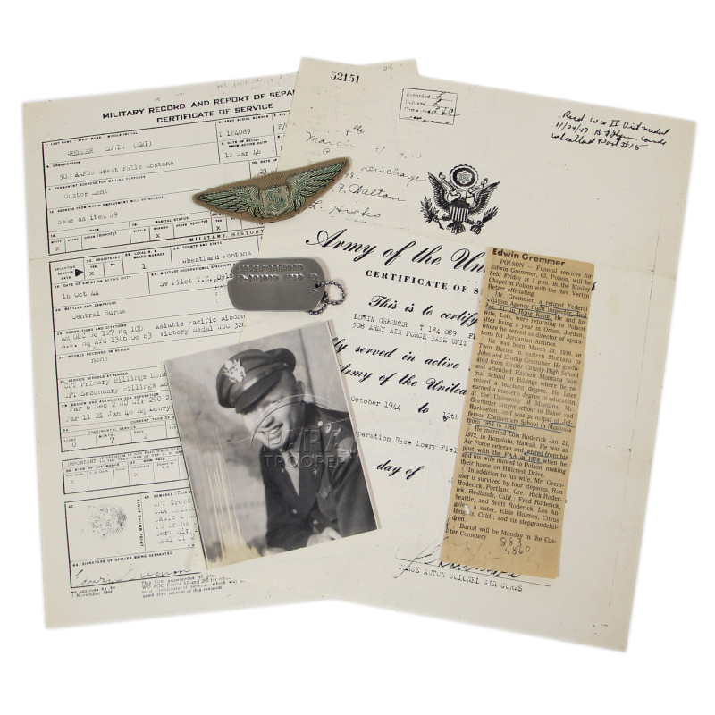 Grouping, F/O Edwin Gremmer, pilote, Air Transport Command, USAAF, CBI