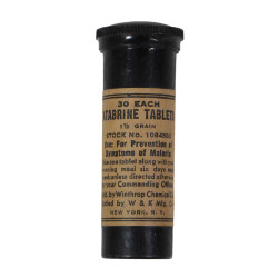 Tube de comprimés, 1/2-oz, Atabrine, vide