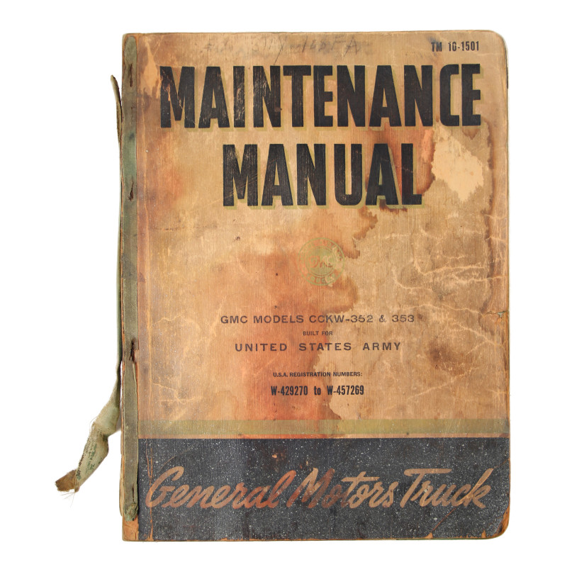 Manual, Maintenance, TM 10-1501, GMC Models CCKW-352 & 353, 1941