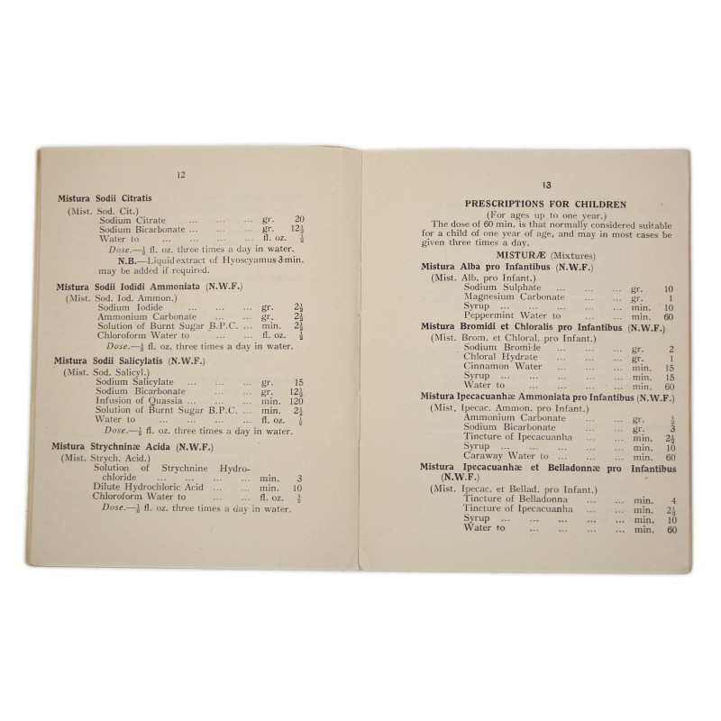 Livret britannique, Formulary for Use in Military Hospitals, 1943