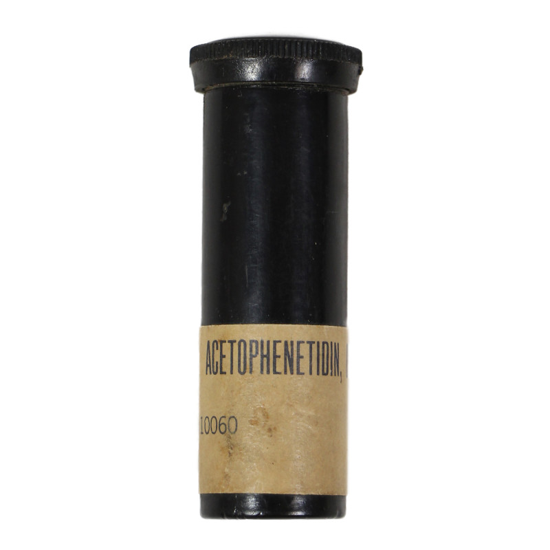 Tube de comprimés, 1/2-oz, Medical Item No. 10060, Acetophenetidin, USP, plein