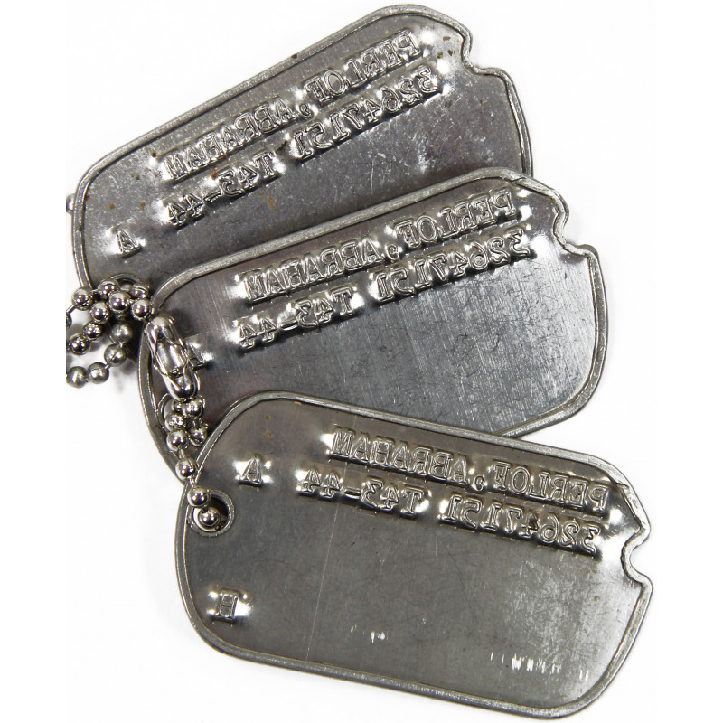 Dog Tags, Pvt. Abraham Perlof, Hebrew, Signal Corps
