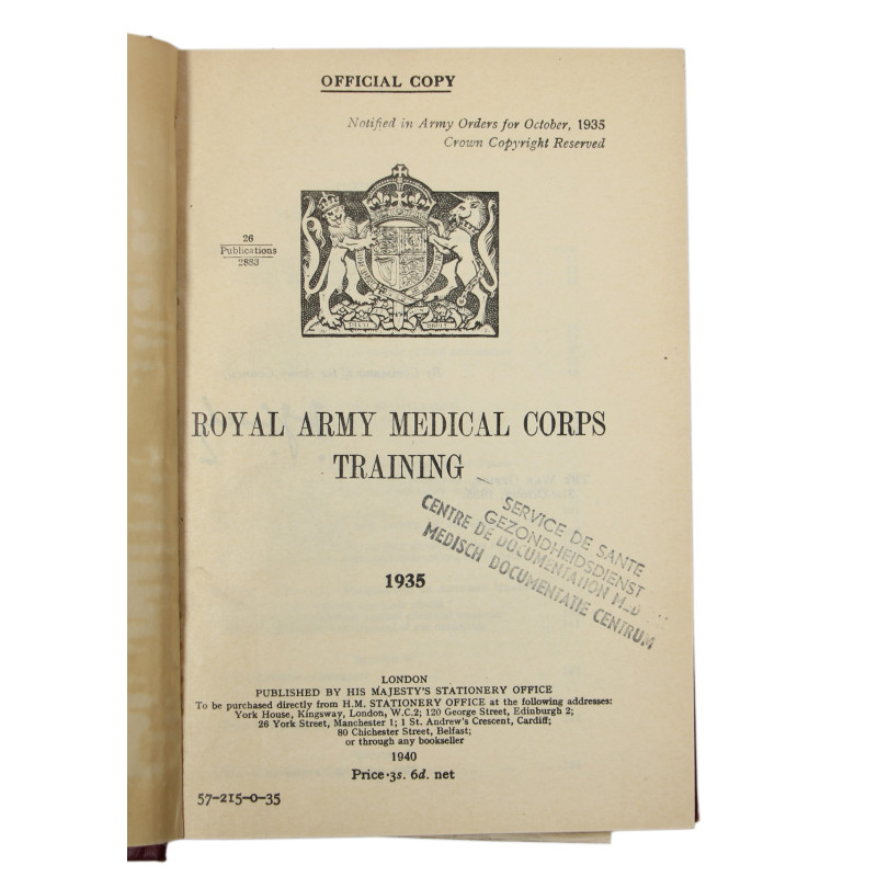 Manual, British, Royal Army Medical Corps Training, 1935