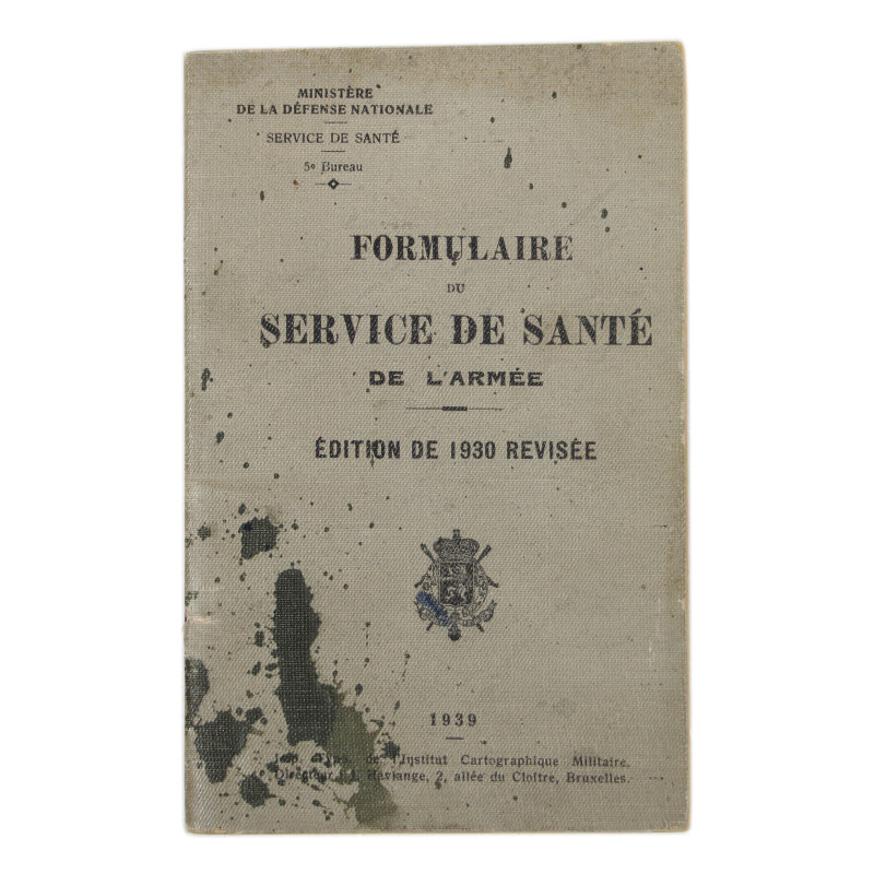 Manuel belge, Formulaire du Service de Santé de l'Armée, 1939