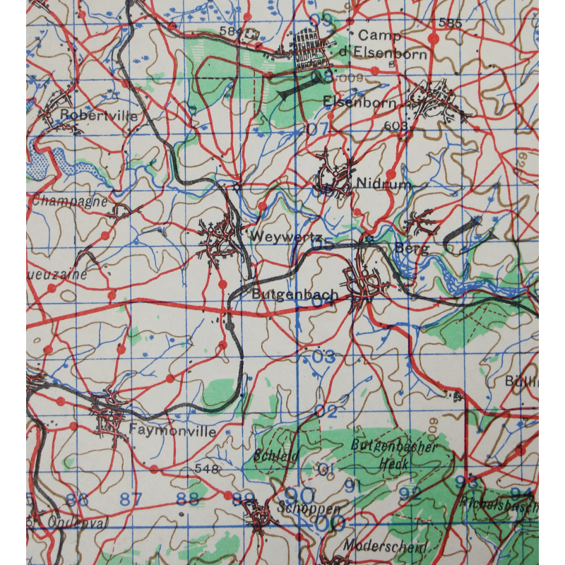 Lot de quatre cartes alliées, Belgique et Allemagne, 1944, 504th PIR, 82nd Airborne Division