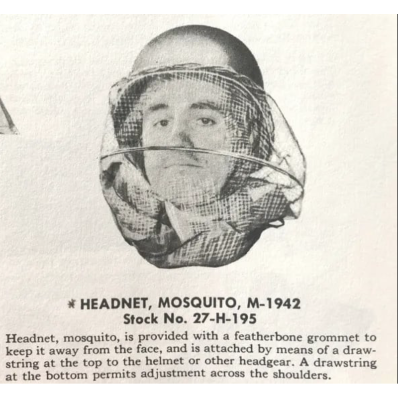 Moustiquaire, M-1942, casque M1 / Gilet C-1