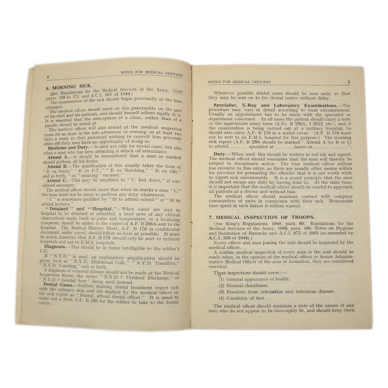 Livret britannique, Notes for Medical Officers, 1944