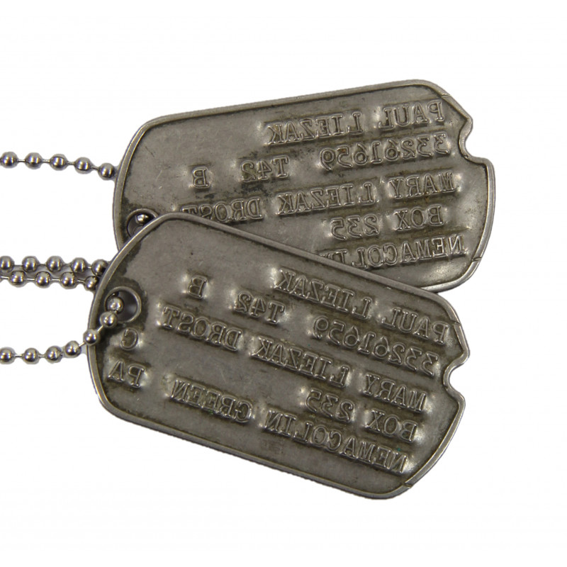 Dog Tags, Pfc. Paul Liezak, 895th AAA (AW) Bn., MTO & ETO