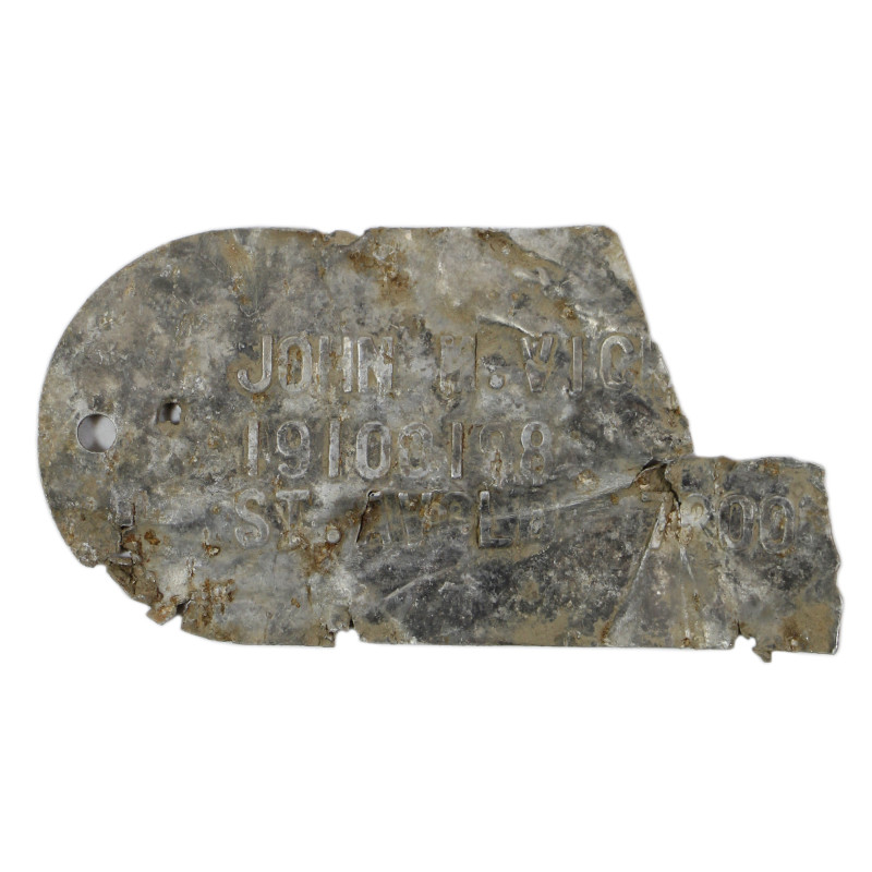Tag, Identification, Temporary Grave, T/Sgt. John Vickroy, Co. A, 355th Inf. Reg., 89th Infantry Division, KIA March 28, 1945