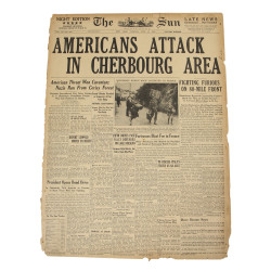 Journal, The Sun, New York, 13 juin 1944, "Americans Attack in Cherbourg Area"
