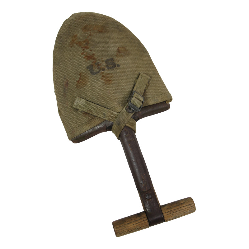T-Shovel, M-1910, Shortened, with Cover, Laundry Number, Normandy