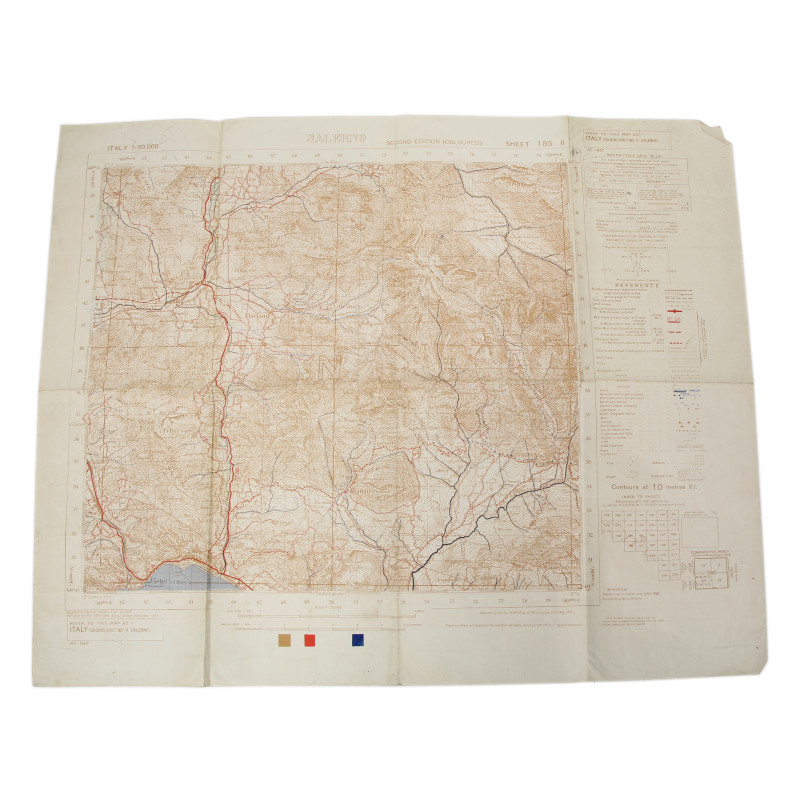 Map, War Office, Salerno (Italy), 1943, Operation Avalanche, 82nd AB Div., Capt. Louis Hauptfleish, 2/504.