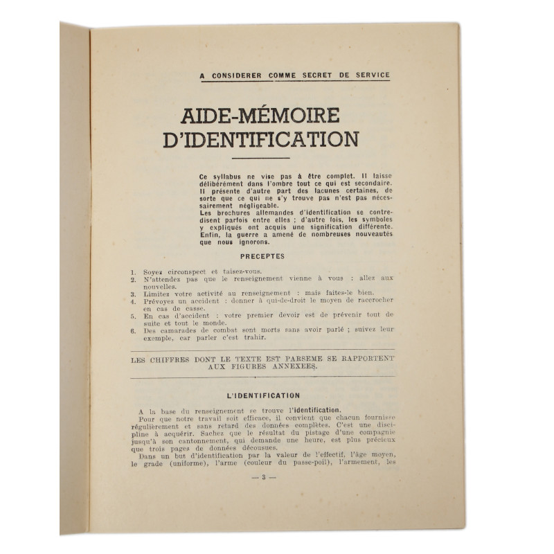 Booklet, German army identification guide