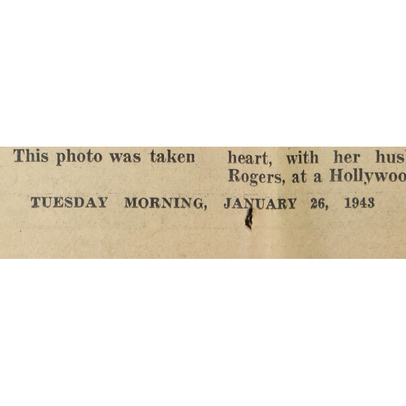 Newspaper, The Pittsburgh Post-Gazette, January 26, 1943, Clark Gable