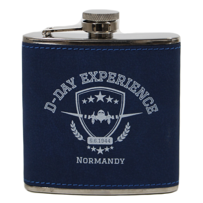 Flask, blue navy, D-Day Experience, Leather