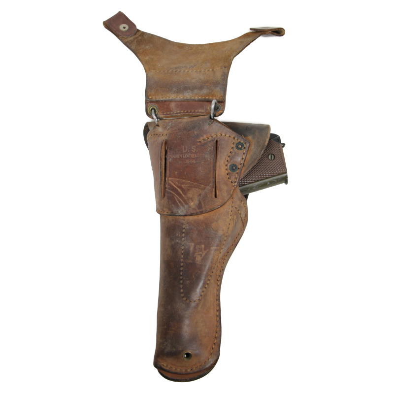 Holster, Pistol, M1911, WARREN LEATHER GOODS CO. 1944 with leather belt loop