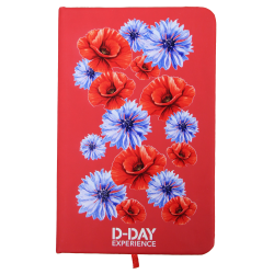 Faux leather notebook, Poppy and cornflower, D-Day Experience, A6