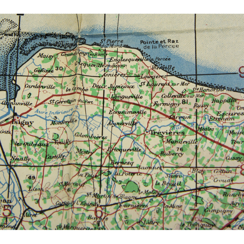 Carte de Normandie, Cherbourg & Caen, 1943