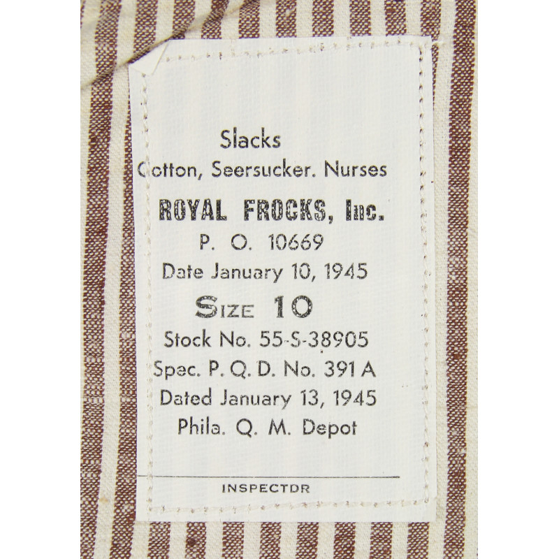 Slacks, Cotton, Seersucker, US Army Nurse Corps
