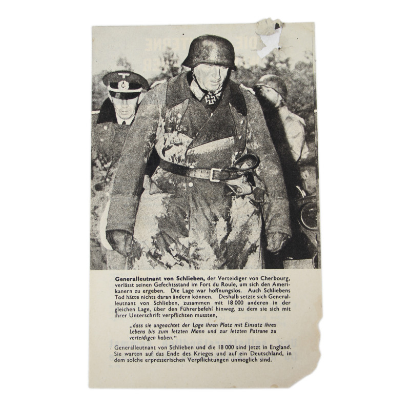 Leaflet, ZG.20, US, Cherbourg, 1944, Normandy