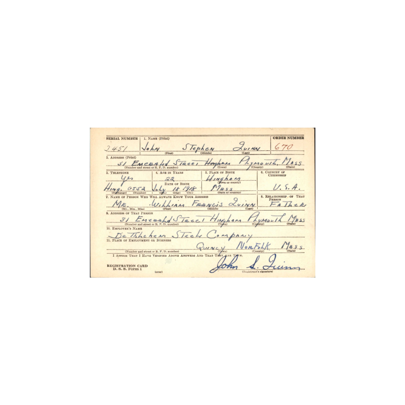 Brêlage M-1936, S. FROEHLICH CO. 1942, T/SGT John S. Quinn, 40th Photo. Recon. Sq. CBI