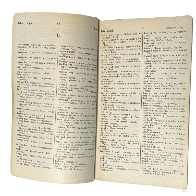 Manuel technique TM 30-502, Military Dictionary, English-French - French-English, 1944