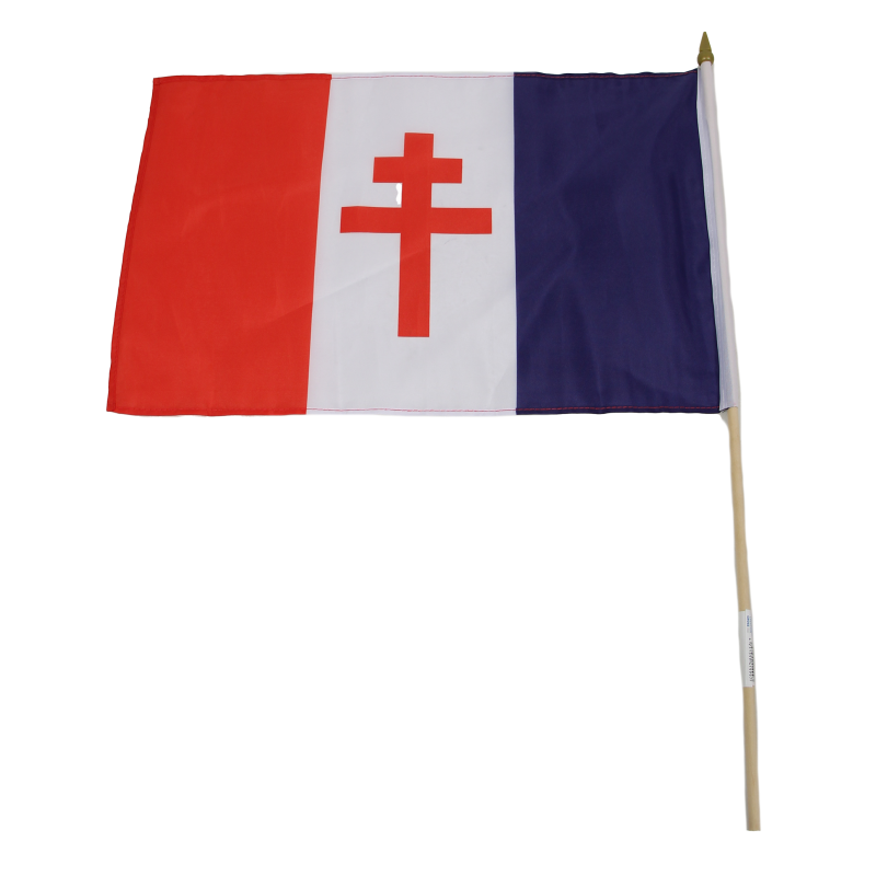 Drapeau France Libre, grand modèle (30 x 45 cm), sur bâton