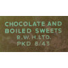 Boîte de chocolats et bonbons, ration britannique, août 1943