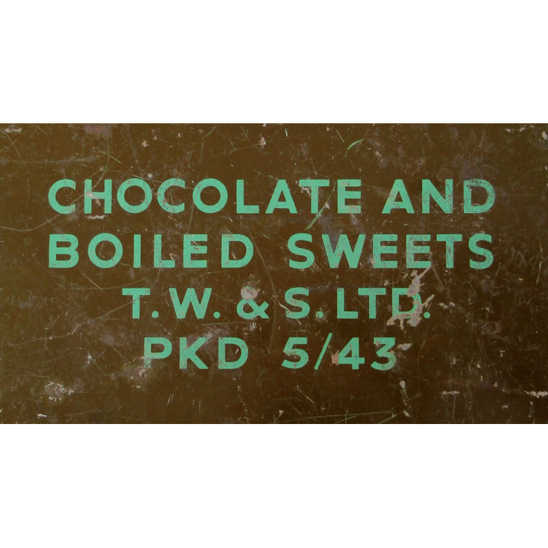 Boîte de chocolats et bonbons, ration britannique, mai 1943