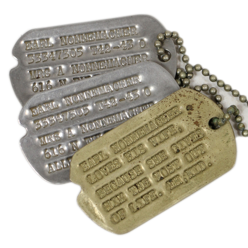 Dog Tags, S/Sgt. Earl Nonnemacher, USAAF