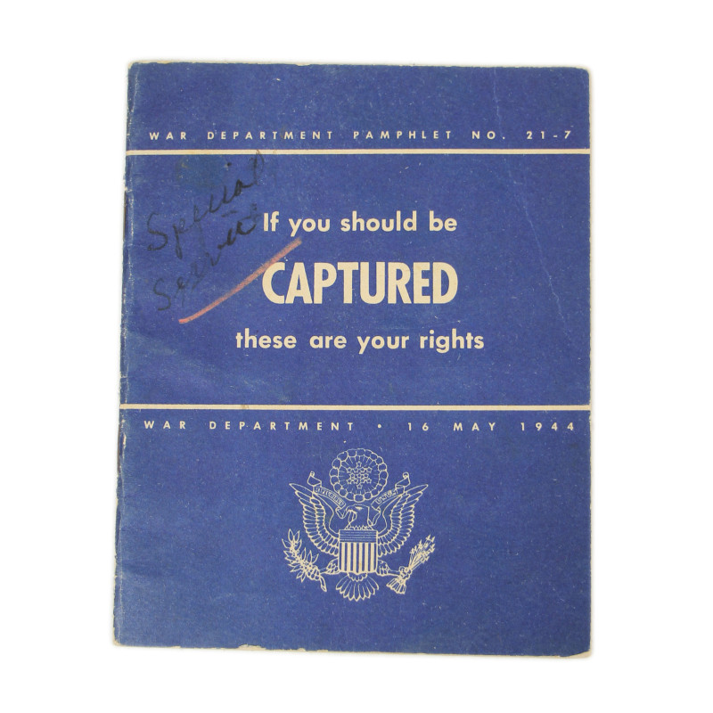 Pamphlet, If you should be captured, these are your rights, 2nd Lt. John Eddy, Hq., 12th Air Force, USAAF, Italy