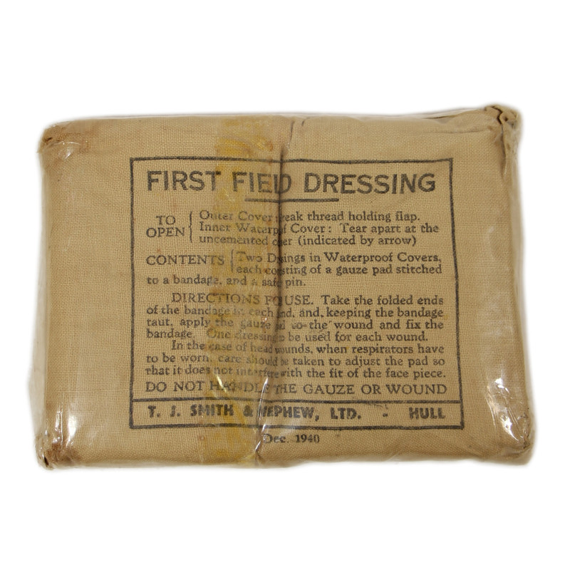 Pansement britannique, First Field Dressing, T.J. SMITH & NEPHEW, LTD., Dec. 1940