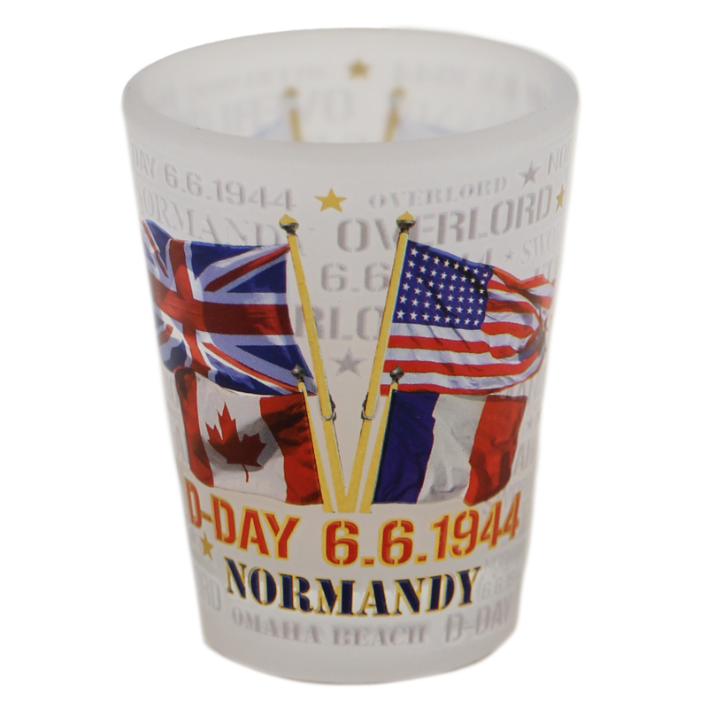 Shot glass, allied flags