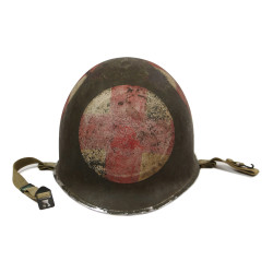 Helmet, M1, Swivel Loops, Medic, Three Red Crosses, MSA Liner, Green A Washers