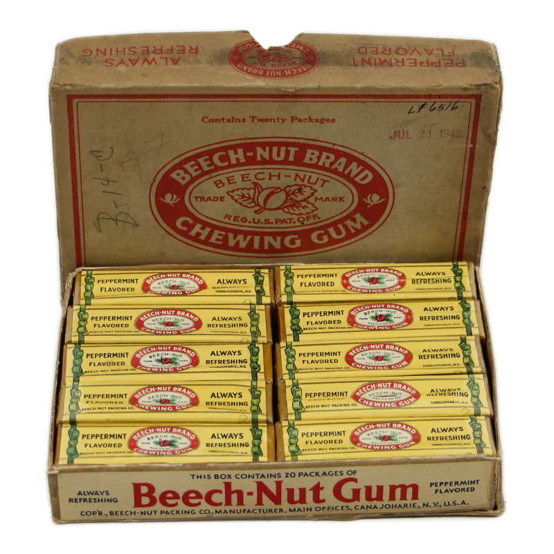 Pack, Chewing Gum, Peppermint, BEECH-NUT, 1942, Untouched