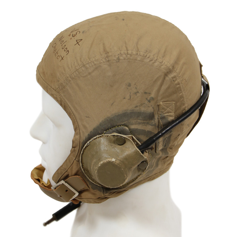 Helmet, Summer, Aviator's, M-450, US Navy, Nielson Chabot, VS-4 Squadron