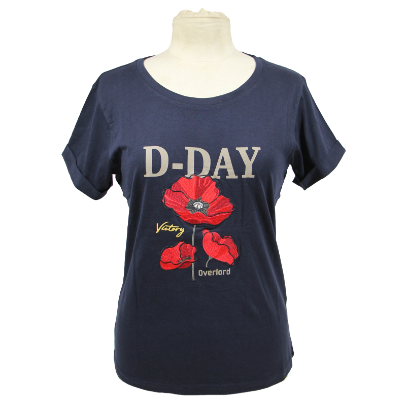 T-Shirt, Women's, blue navy, D-Day Victory, Poppies